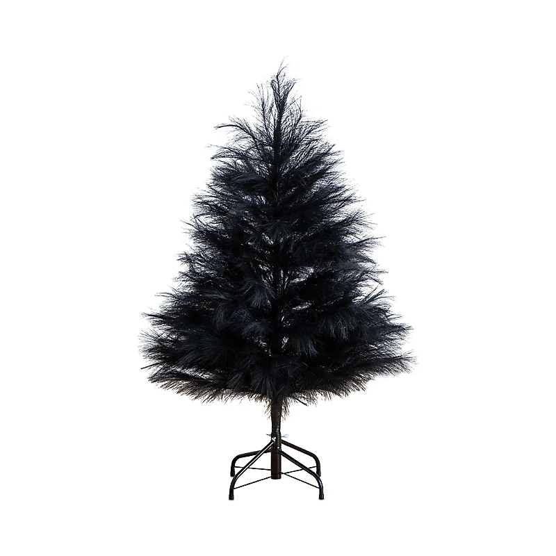Nearly Natural 4' Artificial Halloween Black Pampas Grass Christmas Tree