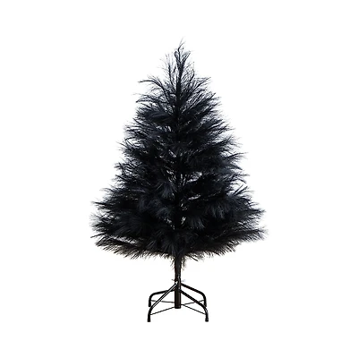 Nearly Natural 4' Artificial Halloween Black Pampas Grass Christmas Tree