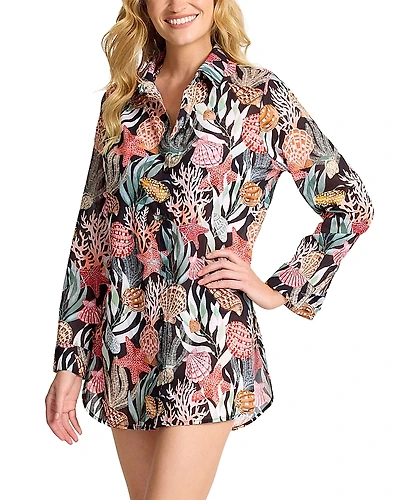 Tommy Bahama Shell Sands Boyfriend Shirt Swim Cover-Up