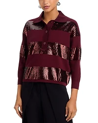 Essentiel Antwerp Sequin Stripe Polo Sweater