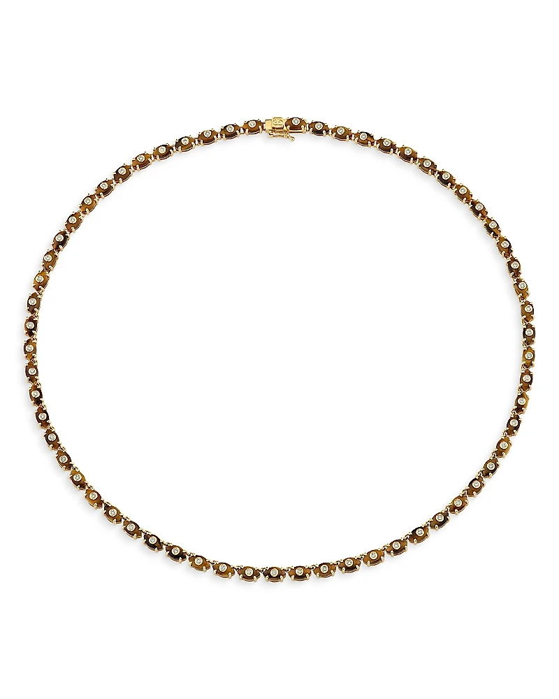 Sydney Evan 14K Yellow Gold Tiger Eye & Diamond Eternity Necklace, 16