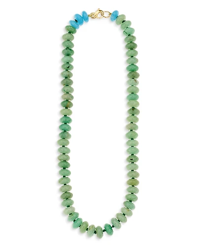 Adina Reyter 9K Yellow Gold Blue Quartz & Green Aventurine Collar Necklace