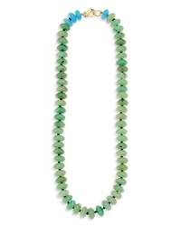 Adina Reyter 9K Yellow Gold Blue Quartz & Green Aventurine Collar Necklace