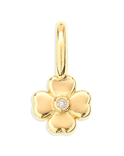 Adina Reyter 9K Yellow Gold Diamond Clover Mini Charm Pendant