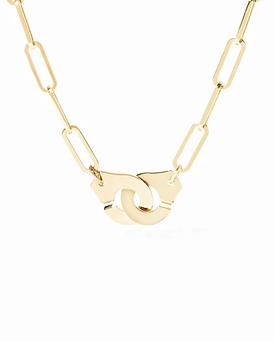 Dinh Van 18K Yellow Gold Menottes Dinh Van Handcuff Open Paperclip Link Chain Pendant Necklace, 16.54