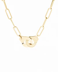 Dinh Van 18K Yellow Gold Menottes Dinh Van Handcuff Open Paperclip Link Chain Pendant Necklace, 16.54