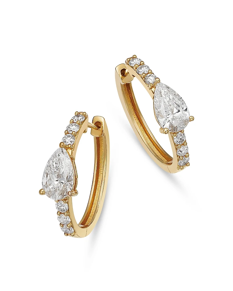Bloomingdale's Fine Collection Luxe Collection Certified Lab Grown Diamond Pear Huggie Hoop Earrings