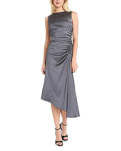 Luxely Boat Neck Asymmetric Midi Dress