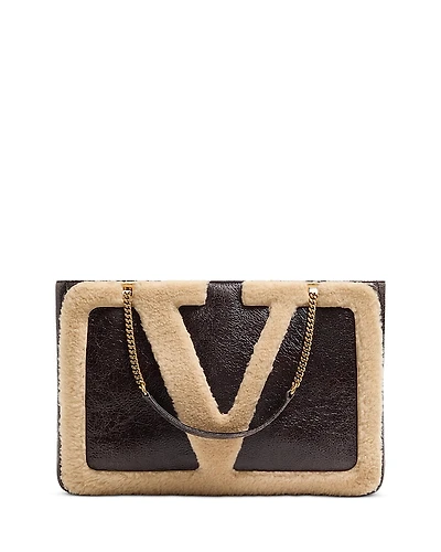 Valentino Garavani Viva Superstar Shearling Shopping Shoulder Bag