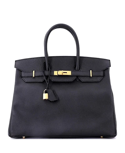 Pre-Owned Hermes Birkin 35 Handbag Black Epsom with Gold Hardware
