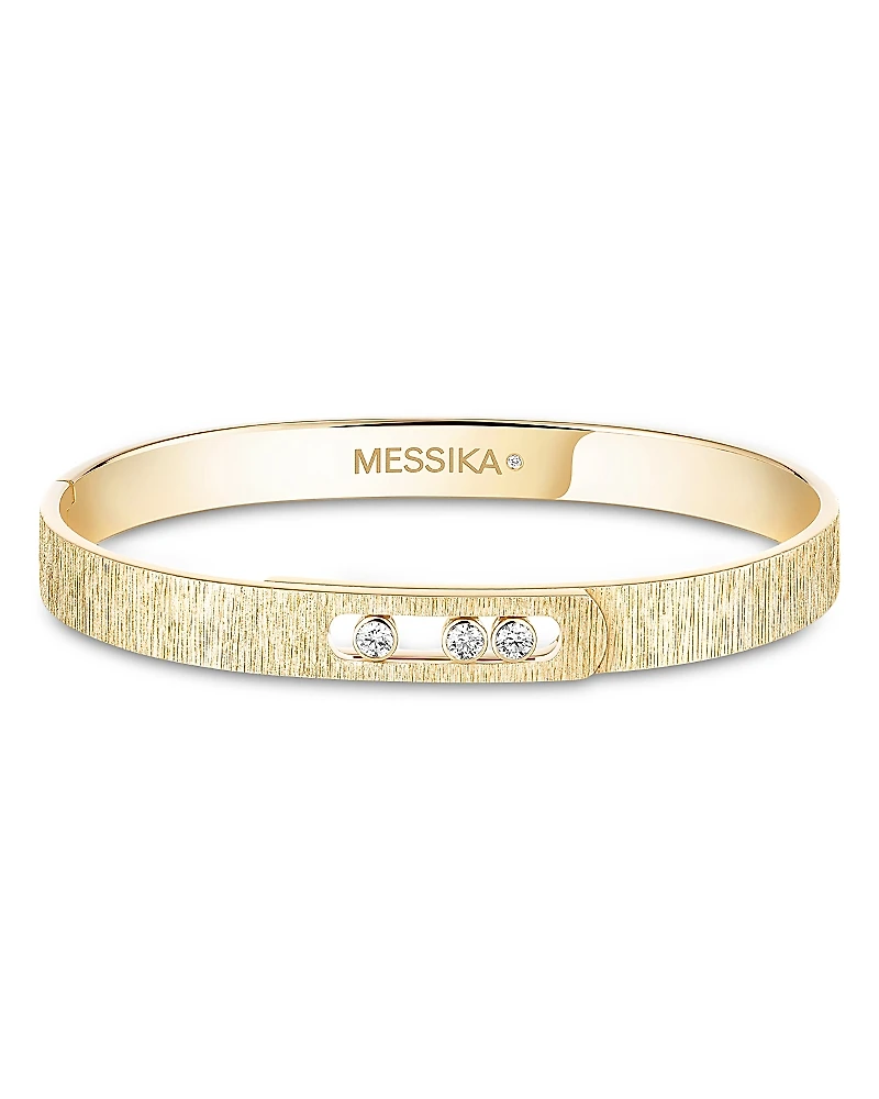 Messika 18K Gold Move Noa Diamond Cisele Textured Bangle Bracelet
