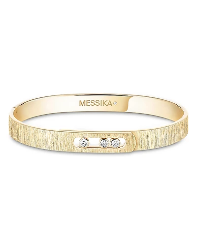 Messika 18K Gold Move Noa Diamond Cisele Textured Bangle Bracelet