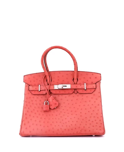 Pre-Owned Hermes Birkin 30 Handbag Pink Ostrich with Palladium Hardware