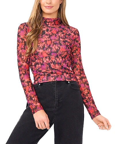 CeCe Printed Turtleneck Top