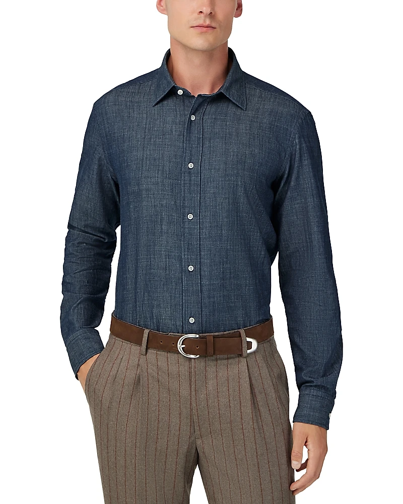 Boggi Milano Denim Long Sleeve Button Front Shirt