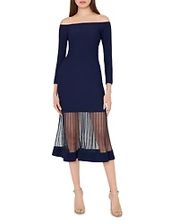 Milly Off-the-Shoulder Midi Dress