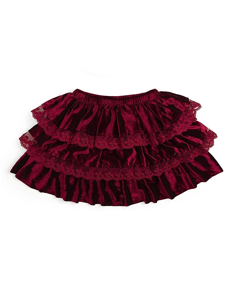 Sweet Wink Girls' Ruby Red Velvet Tiered Christmas Skirt - Baby, Little Kid