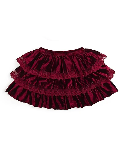 Sweet Wink Girls' Ruby Red Velvet Tiered Christmas Skirt - Baby, Little Kid