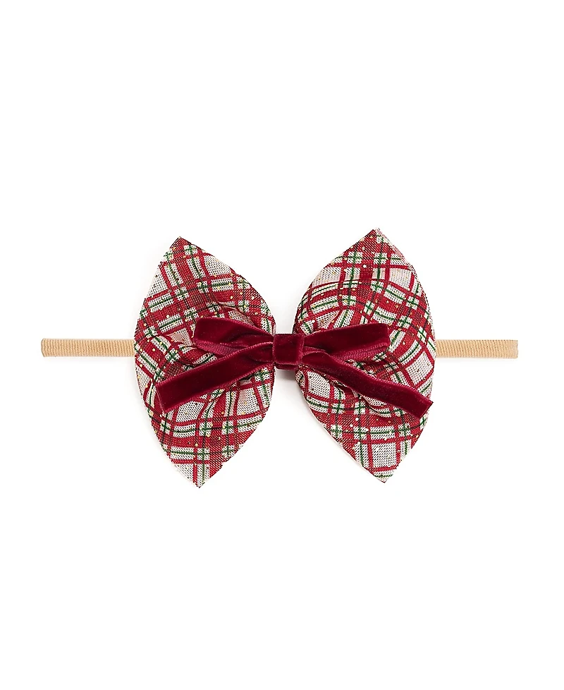 Sweet Wink Girls' Christmas Plaid Layered Bow Headband - Baby
