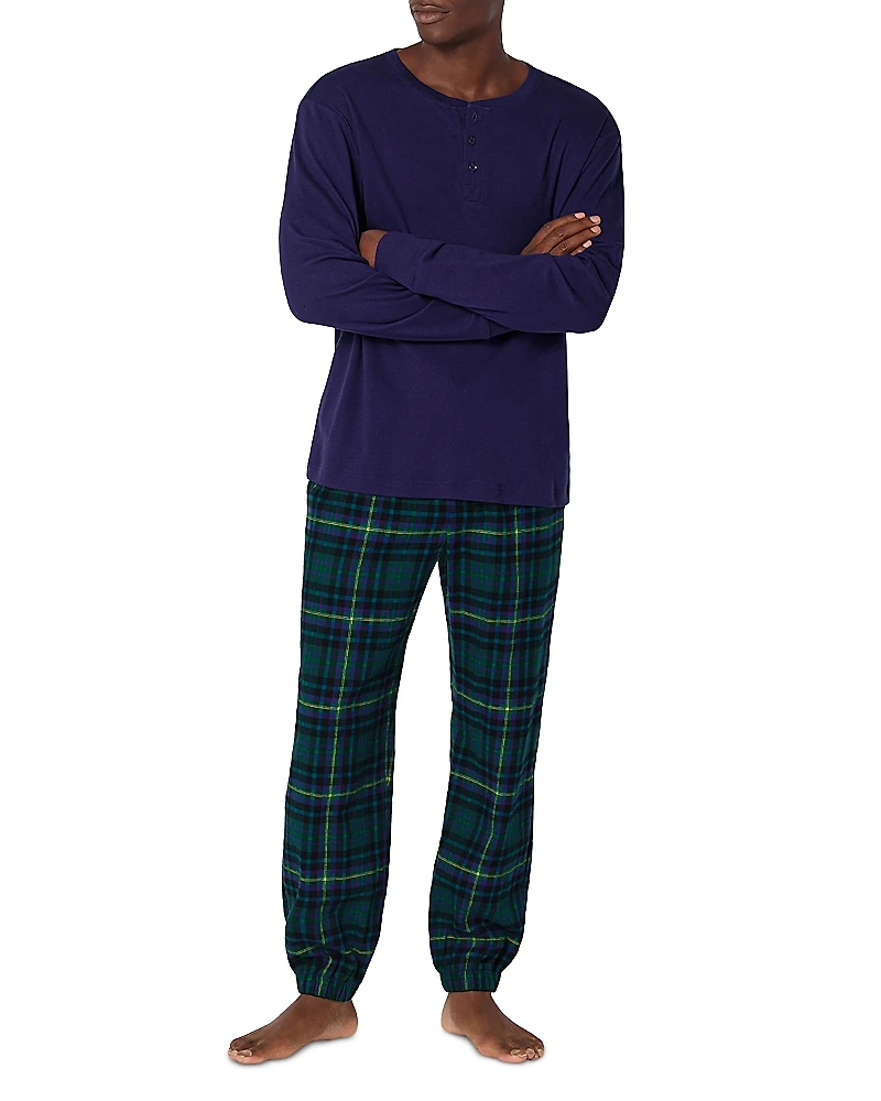 BedHead Pajamas Flannel Long Sleeve Henley & Jogger Pajama Set