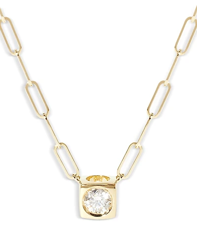 Dinh Van 18K Yellow Gold Le Cube Diamant Diamond Cube Solitaire Large Link Pendant Necklace, 15.75-17.72