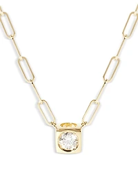 Dinh Van 18K Yellow Gold Le Cube Diamant Diamond Cube Solitaire Large Link Pendant Necklace, 15.75-17.72