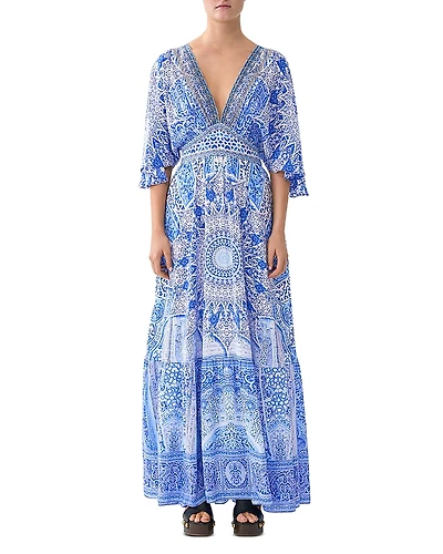 Camilla V Neck Silk Maxi Dress