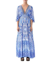 Camilla V Neck Silk Maxi Dress