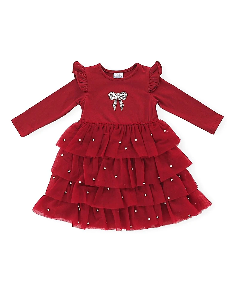 Sweet Wink Girls' Christmas Pearl Long Sleeve Tutu Dress - Little Kid, Big Kid