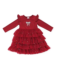 Sweet Wink Girls' Christmas Pearl Long Sleeve Tutu Dress - Little Kid, Big Kid