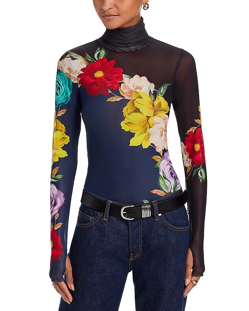 Afrm Zadie Floral Mesh Top