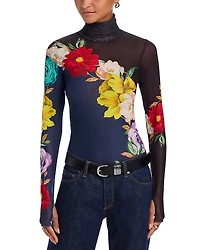 Afrm Zadie Floral Mesh Top