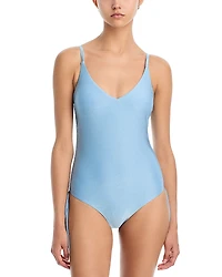 Aqua Drawstring High Leg One Piece Swimsuit - Exclusive