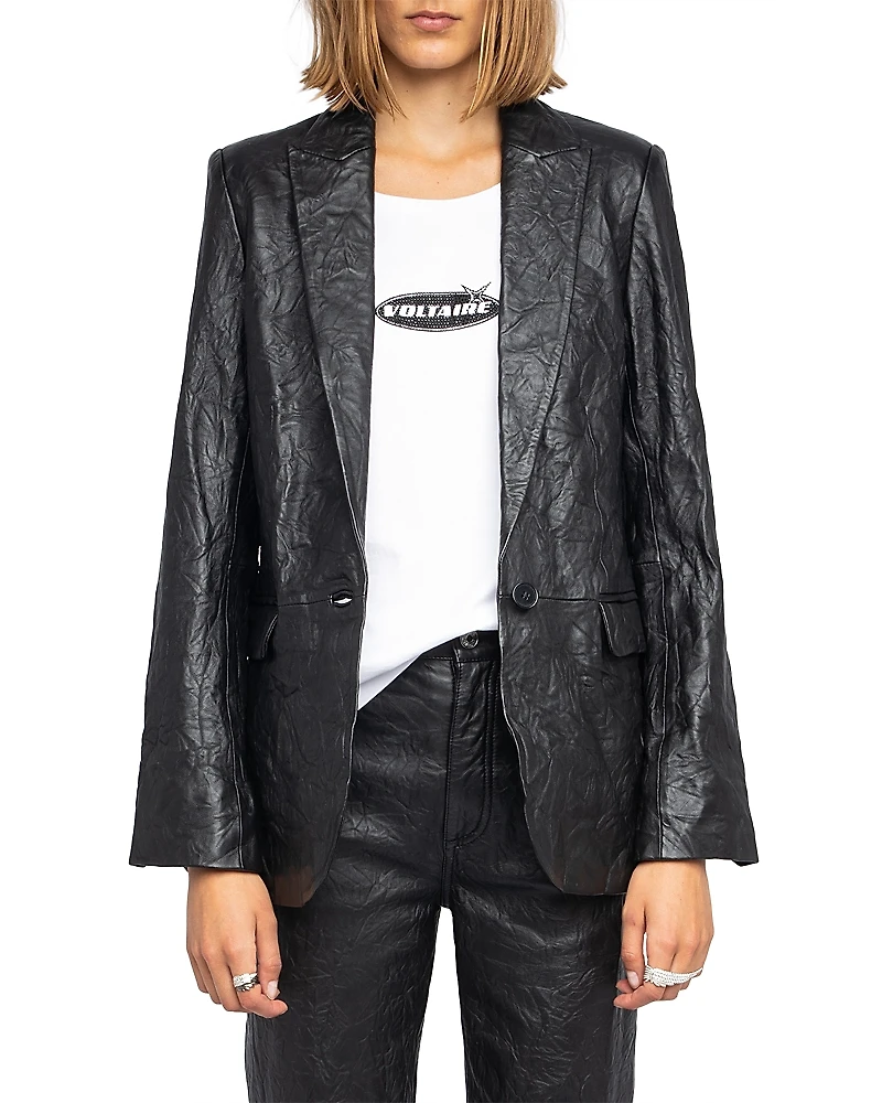 Zadig & Voltaire Leather Crinkle Jacket