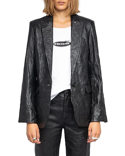 Zadig & Voltaire Leather Crinkle Jacket