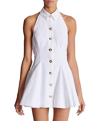 Balmain A-Line Backless Poplin Dress