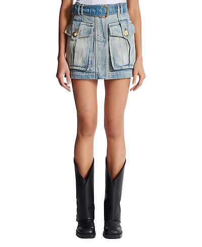 Balmain Denim Skirt with Pockets