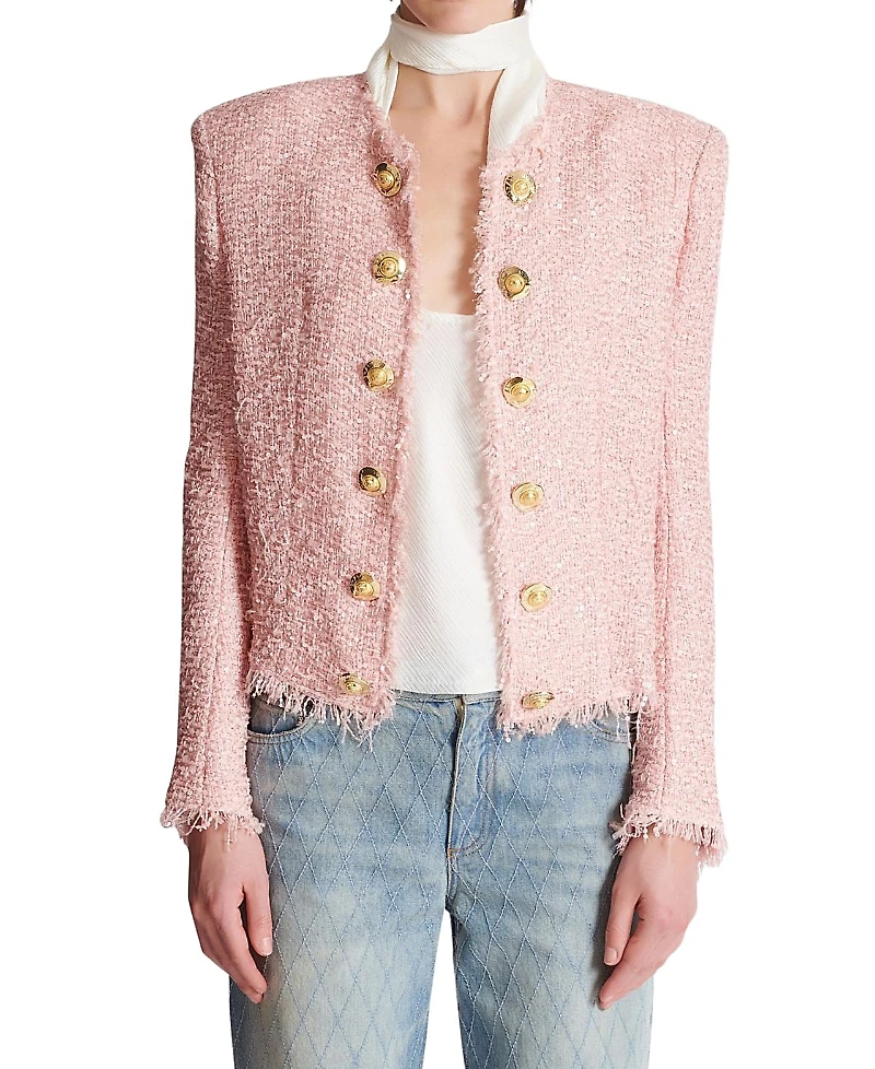 Balmain Edge-To-Edge Sequin Tweed Jacket
