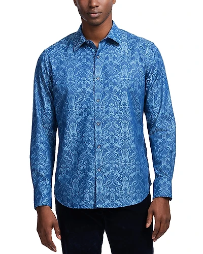 Robert Graham Highland Cotton Blend Button Down Shirt