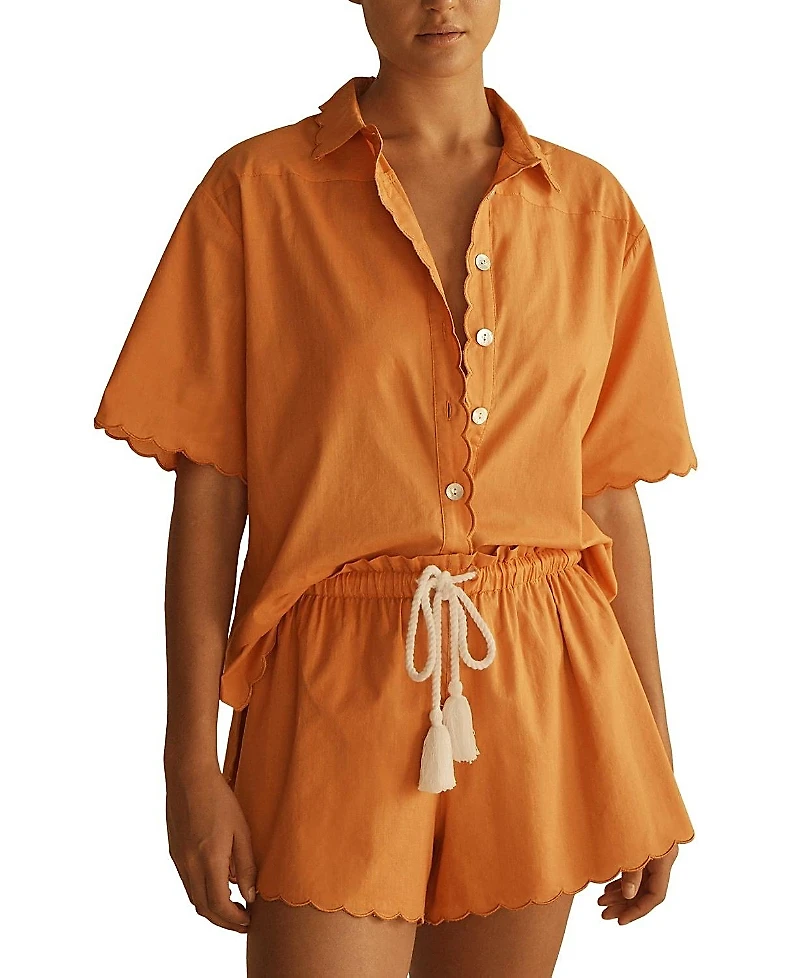 Aur OceA TangeloScallop Short Sleeve Shirt