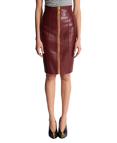Balmain Lambskin Leather Pencil Skirt