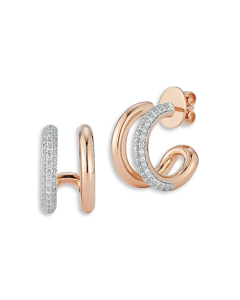 Walters Faith Diamond Pave Double Row Huggie Hoop Earrings