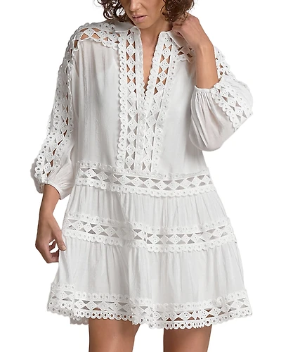 Elan Three Quarter Sleeve Swim Cover Up Dress