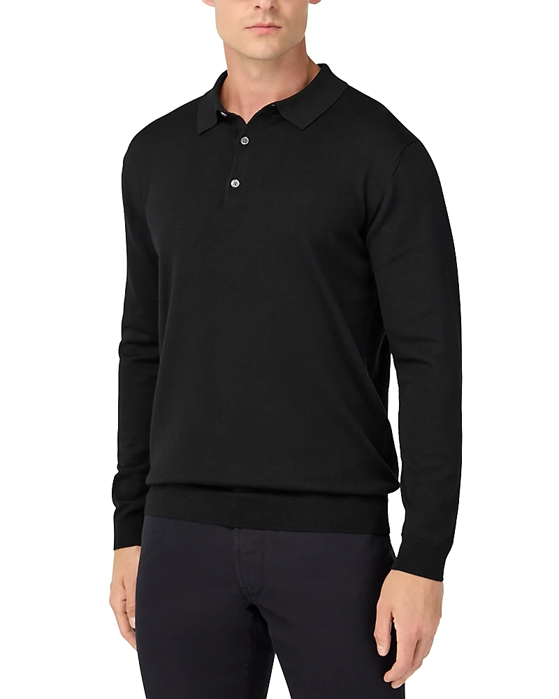 Boggi Milano Extrafine Merino Wool Long Sleeve Knitted Polo Shirt