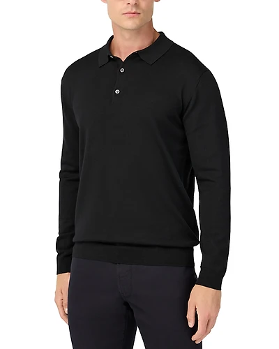 Boggi Milano Extrafine Merino Wool Long Sleeve Knitted Polo Shirt