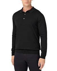 Boggi Milano Extrafine Merino Wool Long Sleeve Knitted Polo Shirt