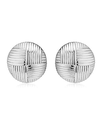 Oradina Sterling Silver Woven Button Earrings