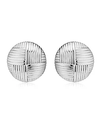 Oradina Sterling Silver Woven Button Earrings