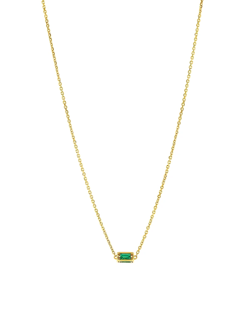 Suzanne Kalan Emerald Baguette Block Chain Charm Pendant Necklace