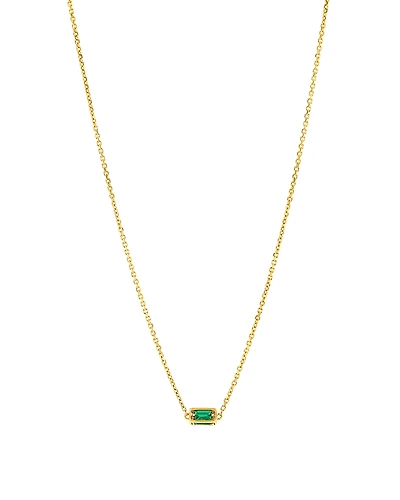 Suzanne Kalan Emerald Baguette Block Chain Charm Pendant Necklace